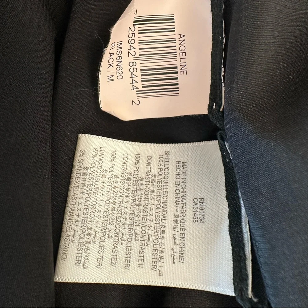 BCBGMaxAzria Elegant Black Ruffled Cocktail Dress with Lace, Sleeveless, Size M - Picture 12 of 12